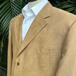 Andrew Fezza Men 50L Tan Microfiber Sport Coat Perfect
